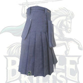 Modern Blue Denim Kilt with Multiple Pockets – Functional Style